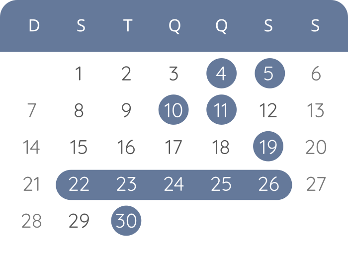 Calendário - jun de 2026