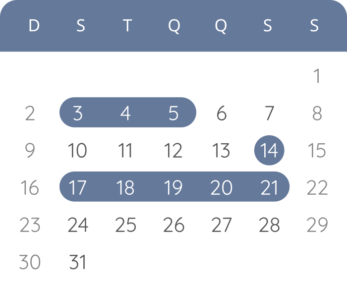 Calendário - março de 2025